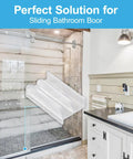 Transparent Sliding Shower Door Bottom Track For 7/16 Inch Glass installed in modern bathroom, showing guide rail and smooth glide.