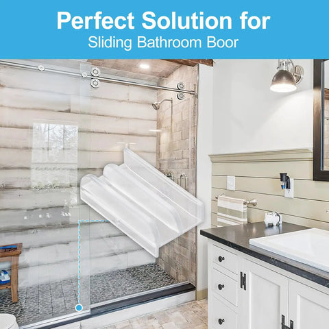 Transparent Sliding Shower Door Bottom Track For 7/16 Inch Glass installed in modern bathroom, showing guide rail and smooth glide.