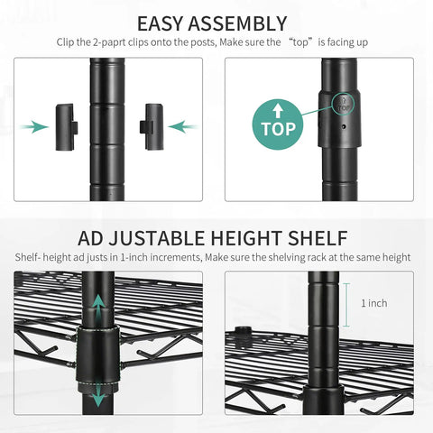 Assembly instructions for Beefy Five Shelf Heavy Duty Metal Storage Rack With Adjustable Wire Shelves, Leveling Feet, Easy Assembly.