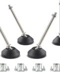 Heavy Duty Adjustable Leveling Feet With Grippy Rubber Cups To Square Up Wobbly Furniture M8 Thread Glides and anti skid floor pads set.
