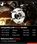 Rear Wheel Bearing And Hub Assembly Pair For Nissan Rogue 2014-2020, Rogue Sport 2017-2022, Qashqai 2017-2019, FWD Only, 5-Lug displayed