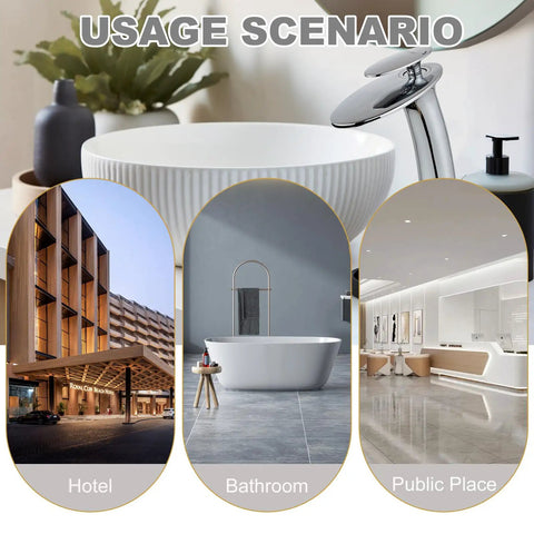 Chrome Waterfall Bathroom Faucet With Single Handle Vessel Sink Brass Lavatory Tap in hotel, bathroom, and public place scenarios