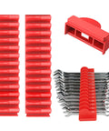 Magnetic Modular Wrench Organizer Set For Tool Drawers, Wrench Rack With Metric And SAE Labels, Magnetic Tool Storage Holder, Red Finish