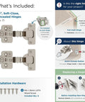 Hardcore Soft Closing Concealed Cabinet Hinges Pair For Frameless Doors Direct Mount Full Inset Build with two metal hinges and hardware.