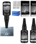 Windshield Crack Repair Kit 30ml Nano Fluid For Chips And Small Cracks with bottles, applicator, and cloth.