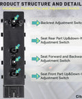 Heavy Duty 8 Way Front Left Power Seat Switch Upgrade With 10 Pin Connector 25974714 Replacement Recline Adjuster for GM Cars