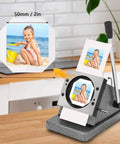 DIY Button Badge Maker Kit 50x50mm Pin Press Machine With Paper Cutter And 100pcs Components For Creating Custom Photo Magnets, Fridge Decor, Gifts, And Personalized Badges, showing a 50mm badge press with photo insert