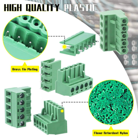 Green 32 Set Value Pack Pluggable Terminal Block Connector Kit With Male And Female Sockets, 5.08mm Pitch, assorted configurations