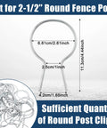 200 Pack Twist Fence Ties With Drill Chuck 2 And 3 Eighths Inch OD 9 Gauge Galvanized Steel For Fixing Chain Link Mesh To Posts In Farms And Gardens DIY Ready Pre Cut Tools Silver showing round post clips for 2-1/2 inch posts and dimensions.