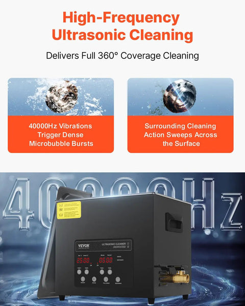 Pro Grade Ultrasonic Cleaner 10L 600W Heating Power Deep Clean Forty Kilohertz With Gentle Mode Upgraded Degassing 4 Transducers