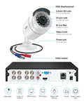 Smart AI Motion Alerts For People And Cars 8 Channel 5MP Lite DVR Kit No HDD Weatherproof 1080p camera with connection ports diagram
