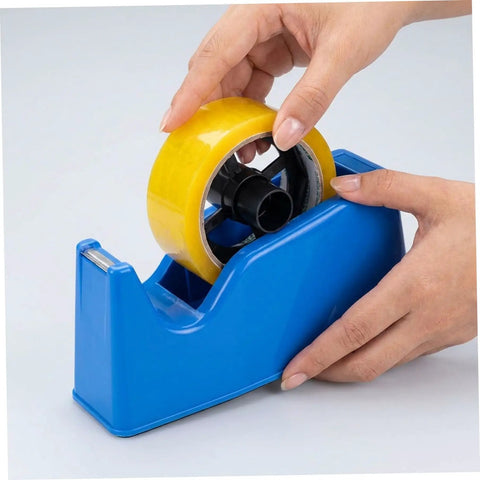 Pack Of Two Top Tier Tape Dispenser Core Replacement 36mm Plastic Insert Wheel No Drama Swap For Smooth Office Desk Grind And Easy Daily Paperwork Management with yellow tape in blue holder
