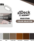 All In One Deck Stain And Sealer With UV Protection In A Solid Gray Finish For Wood Decks Fences And Siding, Water Based Formula, Opaque Coverage That Hides Grain And Guards Against Fading Mildew And Peeling, 1 Gallon Made In USA bottle with color options