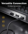 Wireless Tri Mode Inductive Keyboard With Linear Rapid Trigger Switches Gasket Mount Build showing tri-mode connectivity ports.