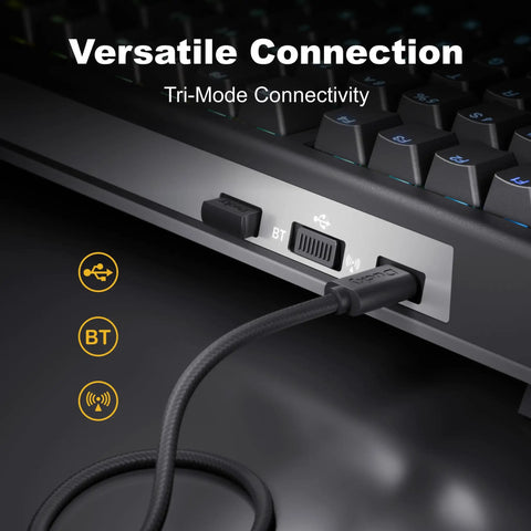 Wireless Tri Mode Inductive Keyboard With Linear Rapid Trigger Switches Gasket Mount Build showing tri-mode connectivity ports.