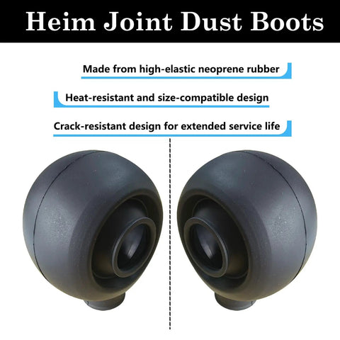 Beefed-Up Heavy Duty Five Eighth Inch Heim Joint Boots With High Temp Silicone Covers And Dust Seals For Off Road Suspension Systems, Rugged Rod End Protection Against Dirt Mud Sand, Heat Resistant And Anti Hardening, Four Pack; black neoprene boots