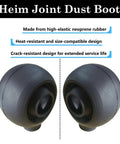 Heavy Duty Three Quarter Inch Heim Joint Boots And Rod End Dust Seals High Temp Resistant Silicone Covers Built Tough As Nails For Rough Off Road Suspension Work Badass Heat Resistance That Slays In Any Terrain 4 Pack close-up showing two high-elastic neoprene rubber heim joint dust boots.