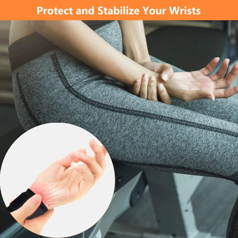 Person holding wrist with highlight on pain, showing 2 Pack Wrist Wraps For Carpal Tunnel Relief And Pain Prevention