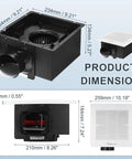 Heavy Duty 120 CFM Bathroom Exhaust Fan Ceiling Mounted 8X8 Inch with dimensions diagram showing size and orientation.