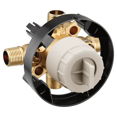 4 Port Tub And Shower Pre Fabricated Mixing Valve With Pressure Balancing And Volume Control For Smooth Temp In Your Shower Setup CC And IPS Connections And Stops U140CIS, brass and plastic components