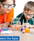 Children wearing 30 Pairs Clear Safety Glasses Side Shields, Slip On TPU Shields that fit medium to large frames in a lab setting.