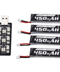 4 Pack 1S 3.8V 450mAh 80C LiPo Battery With PH2.0 Plug For S Freestyle RC Quad Copter Drone F4 4 Compatible EZ Pilot