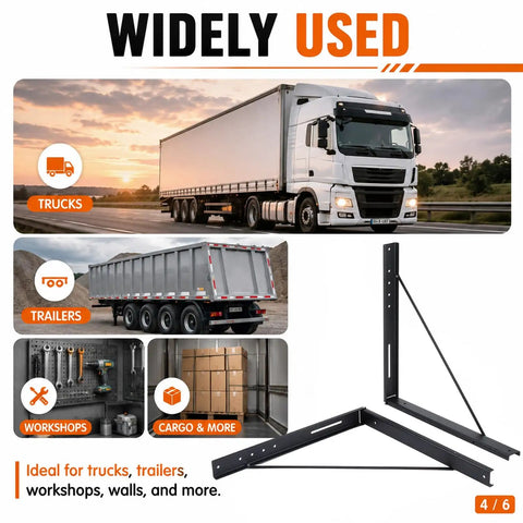 Set Of 2 Steel Truck Tool Box Mounting Brackets 24 By 24 Inch Underbody Kit shown with trucks and trailers for versatile use