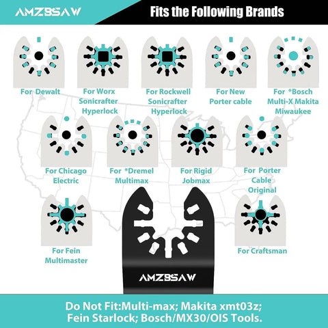 Heavy Duty Five Piece Carbide Oscillating Multi Tool Blades For Cutting Bolts Screws And Sheet Metal fitting various brands including Dewalt and Rigid.