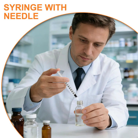 Disposable Syringe Kit With 30 Gauge Five Sixteenths Inch Needle 1 Milliliter Capacity 30 Individually Wrapped Per Pack Leak Proof Plunger Clear Unit Markings For Precise Dosing Pro Grade Lab Work, lab scientist using syringe