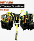 Heavy Duty Tool Belt For Men With 28 Pocket Carpenter And Framing Rig 4mm Thick Genuine Leather Brass Buckle And Rivets Foam Padded