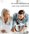 Couple with Double Wall Vacuum Insulated Ice Bucket With Lid, Scoop, Ice Tong, Strainer And Leather Handle, 3L Large Wine Ice Bucket