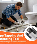 Rock Solid 4 In 1 PVC Pipe Threader Tool For 1/2 And 3/4 Inch Pipes being used for precise plumbing installations.