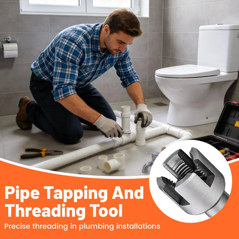 Rock Solid 4 In 1 PVC Pipe Threader Tool For 1/2 And 3/4 Inch Pipes being used for precise plumbing installations.