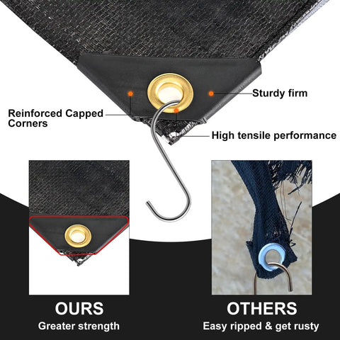 Comparison of Heavy Duty 12x16 Ft Tarp 8 Mil waterproof with grommets and other models, highlighting reinforced edges.