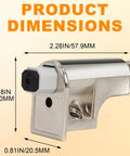 Product dimensions of Twenty Five Pack Soft Close Cabinet Door Dampers in polished nickel finish, measuring 2.28in x 1.18in x 0.81in.