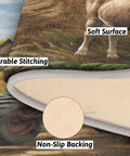 Close-up of Non Slip Bathroom Rug Mat showing durable stitching, soft surface, and non-slip backing with farm scene design.