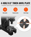 1 Ton Manual Arbor Press For Stamping Bending And Forming Cast Iron Desktop Hand Press shown with 4-hole anvil plate details