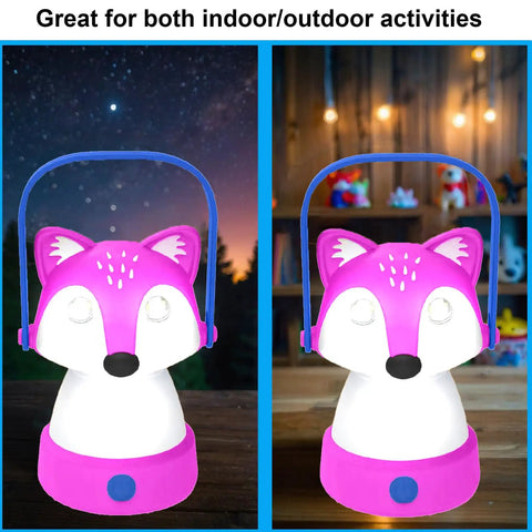 Animal Themed Kids Lantern And Headlamp Set For Camping, fox-shaped LED nightlight for toddlers, 100 lumen dual-mode