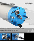 Heavy Duty 3.2Kw Water Cooled Spindle Motor 220V 24000Rpm With Er25 Dynamic Balance Nut 125Mm Diameter back view showing wiring and cooling features.