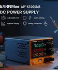 Variable DC Power Supply 30V 5A Benchtop Lab Power Source with 4 Digit Display, USB Outlet and Adjustment Knob on Desk