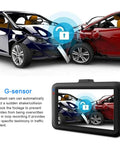 3 Inch 1080P High Definition Dash Cam for Cars With 24 Hour Recording And 170 Degree Wide Angle View Crystal Clear Night Vision G Sensor showing collision detection