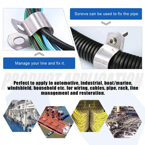 Beefy Stainless Steel Cable Clamp Set 80 Pcs in Five Sizes securing wires and hoses for automotive, marine, and home use