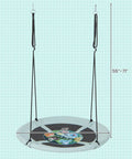 40 Inch Saucer Tree Swing For Kids With Carabiners, Adjustable Hanging Ropes From 55 To 71 Inches, 600D Oxford Cloth Seat