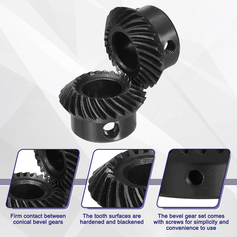 Two Piece 90 Degree 1 To 1 Spiral Bevel Gear Set Ground Mod 1 12mm Bore 25 Teeth Each Left Hand And Right Hand For Mechanical Rotation
