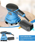 Beefy 4.9 Inch Random Orbital Sander Corded Power Tool with Dust Collector Box for easy cleanup during DIY projects.