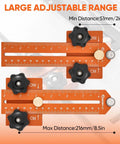 Thin Rip Jig Table Saw Guide, orange aluminum ruler with black knobs, fits 3/8 x 3/4 in T-slot.