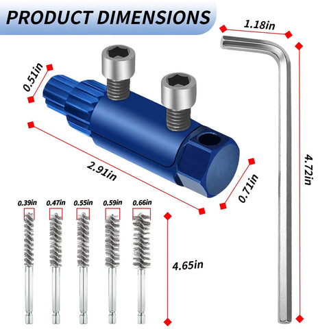 Broken Pipe Extractor Tool Kit With 2 Hex Wrenches And 5 Stainless Drill Brushes, Stripped Screw Remover And Faucet Repair Tool dimensions