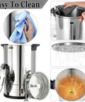Commercial Coffee Urn for Big Batch 100 Cup Coffee Maker Stainless Steel 15L Large Capacity Hot Water Dispenser cleaning features