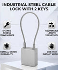 Beefy Heavy Duty Steel Cable Padlock With 85mm Shackle, Aluminum Alloy Body, PVC Coated Steel Cable, Lockout Tagout Security Lock