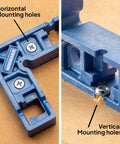 Clamp It Mini Assembly Squares showing horizontal and vertical mounting holes for 90 degree corner clamping in woodworking projects.